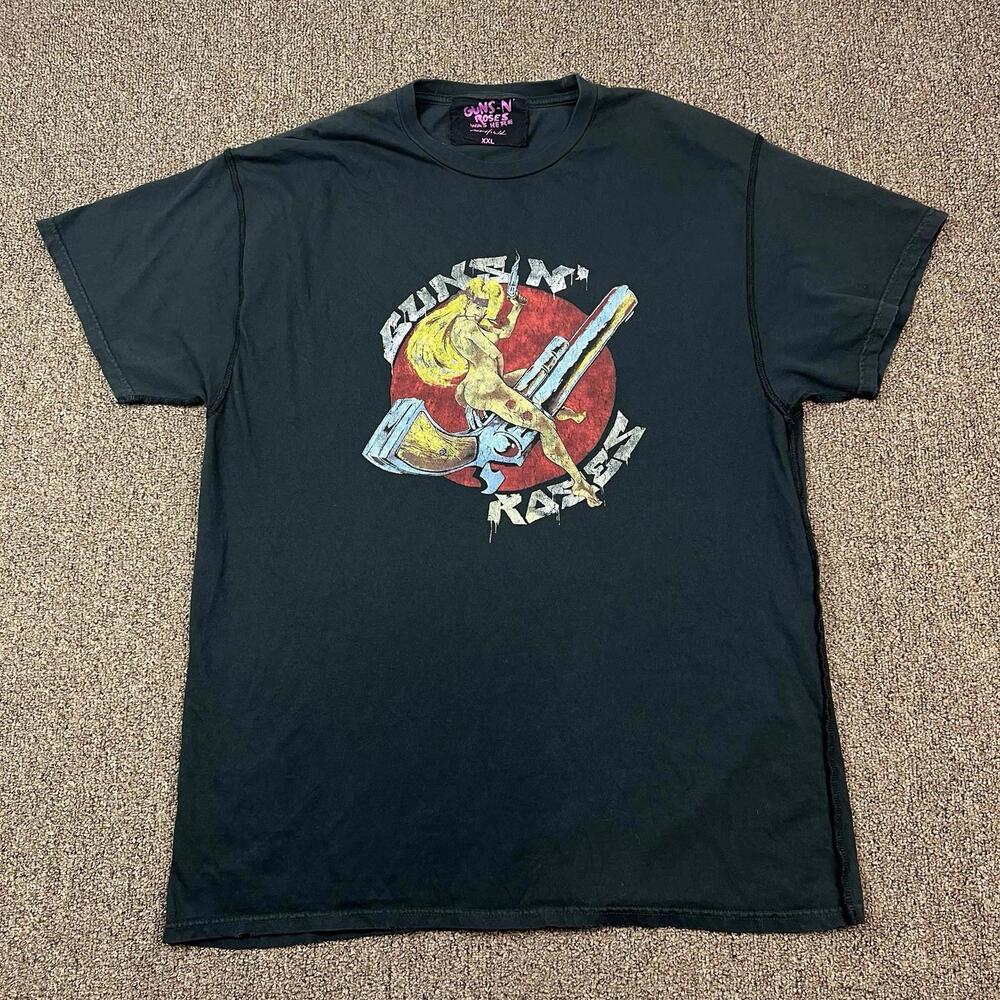 Guns N Roses Was Here Maxfield Collection Concert Girl Revolver Rock Shirt 2XL